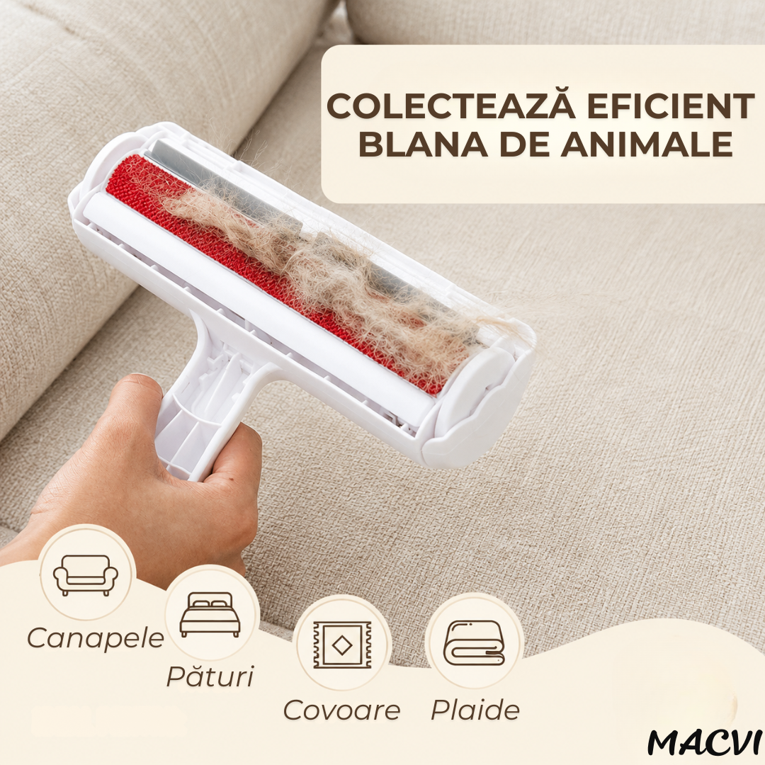 Perie Reutilizabilă pentru Îndepărtarea Părului de Animale Macvi®, Autocurățare, Reutilizabilă, Fără Rezerve, ABS + Material Electrostatic, 20 x 20 x 3 cm, Roșu/Alb