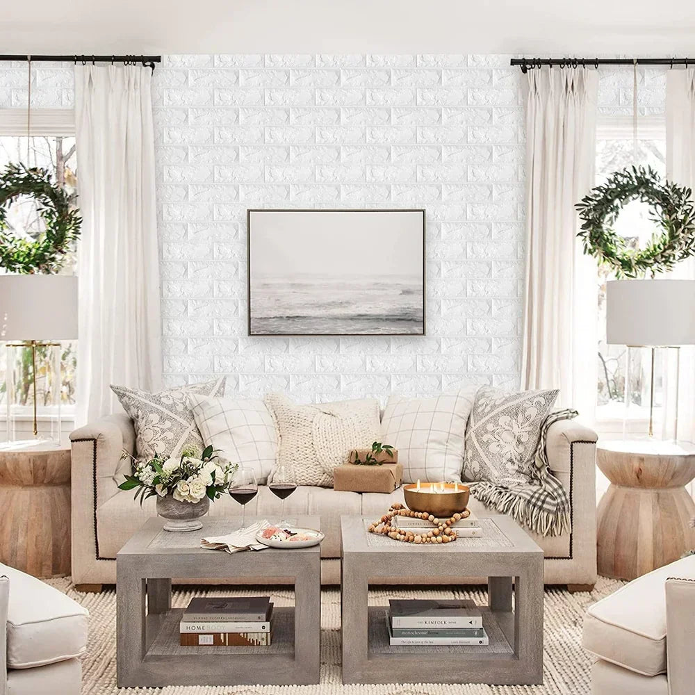 Set Tapet negru Caramida 3D, pachet 5.3 mp, autoadeziv, waterproof, design modern, 70x77cm