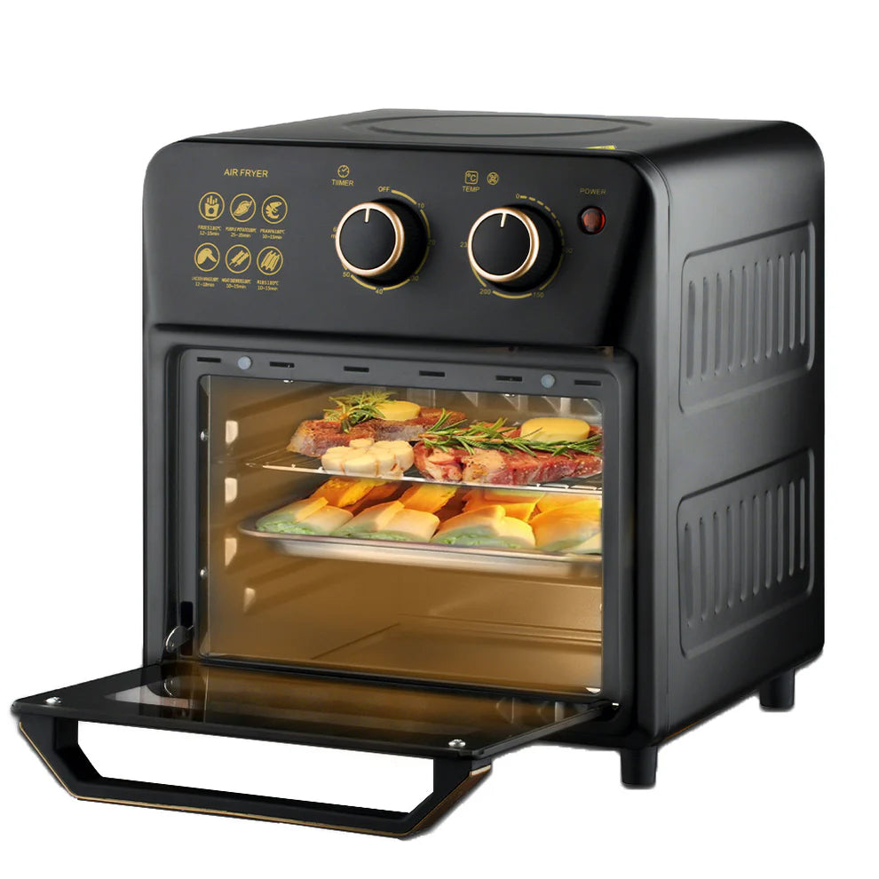 Friteuza cu Aer Cald Macvi®, Functie de Prajitor de Paine, 12L, Tehnologie de Circulatie a Aerului 360°