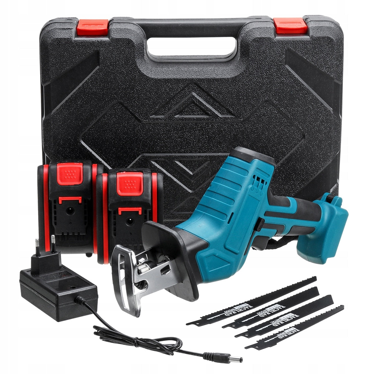 Fierastrau Electric Macvi® 48V cu 5 Lame si 2 Acumulatori Cu Baterii Reincarcabile, Taiere Lemn, Metal si Plastic, Valiza Transport Inclusa