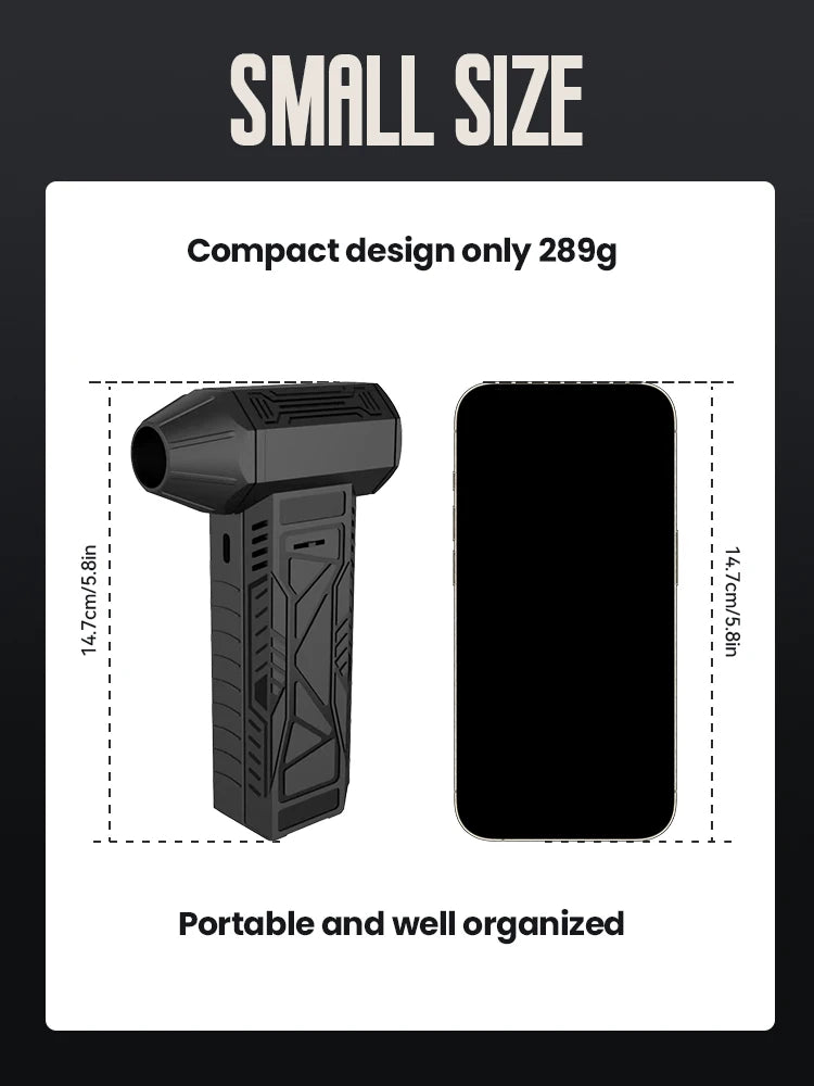 Suflanta aer fara fir Macvi®, motor puternic, 130.000RPM baterie reincarcabila flux de aer reglabil negru