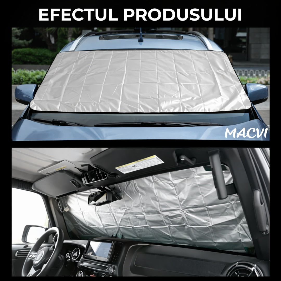 Parasolar Auto Macvi® pentru Parbriz Iarna-Vara, 150x70cm, cu Doua Fete, Protectie UV si Impotriva Zapezii