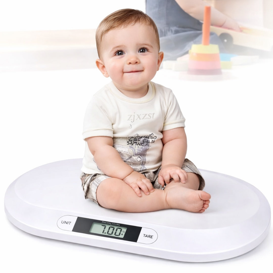 Cantar Electronic Bebe Macvi® cu Display LCD, Precizie la Gram, 20KG, Design Ergonomic, Ultra Slim, Alb