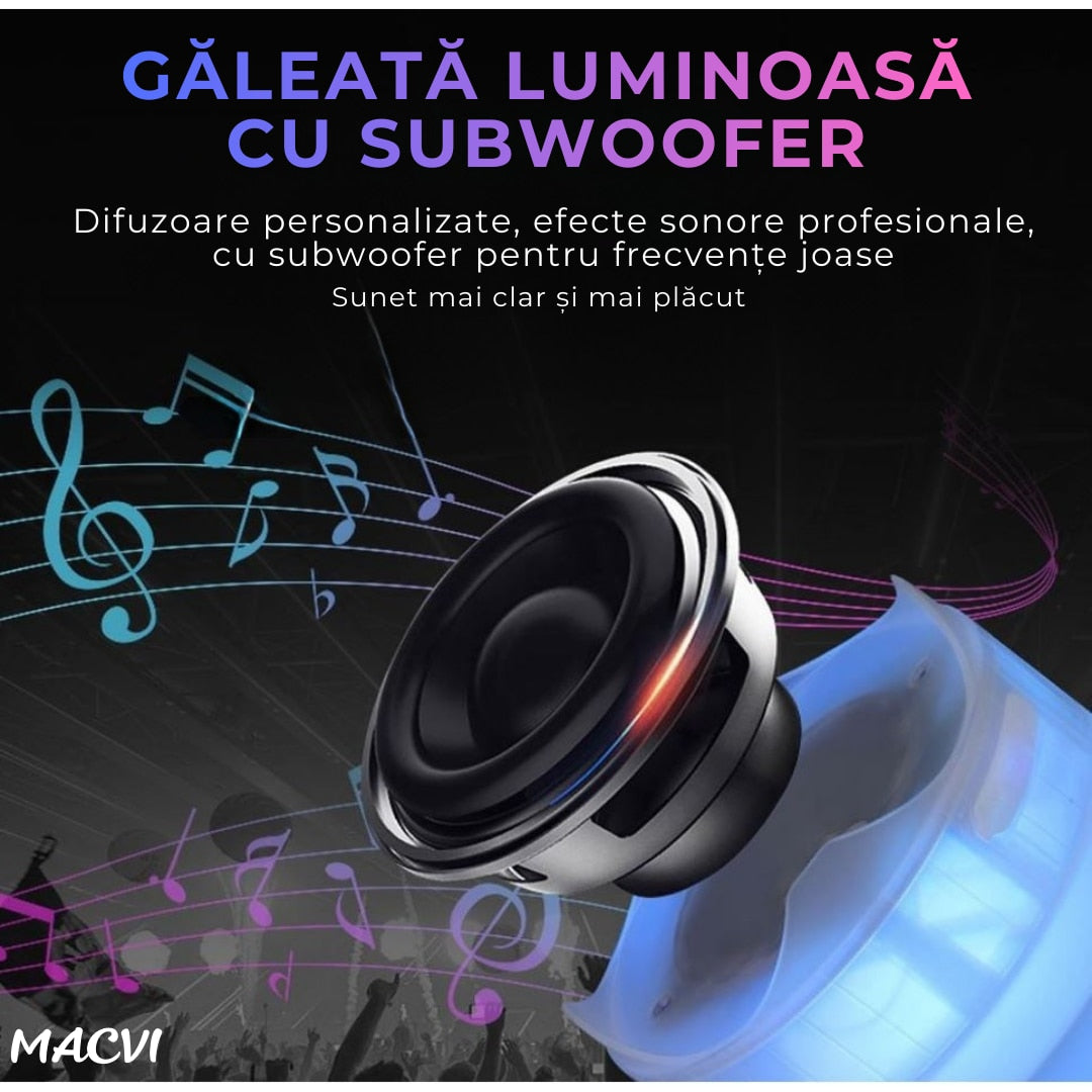 Frapiera Macvi® 5 litri, boxa Bluetooth integrata, LED multicolor, plastic impermeabil