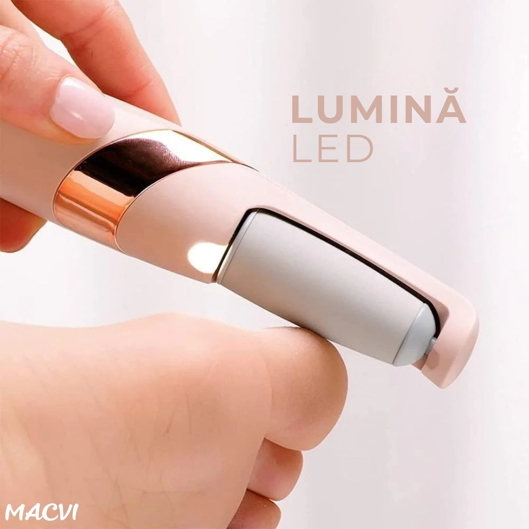 Pila electrica Macvi® pentru calcaie cu acumulator USB aparat indepartare piele ingrosata cu rola dura si rola fina pentru picioare catifelate