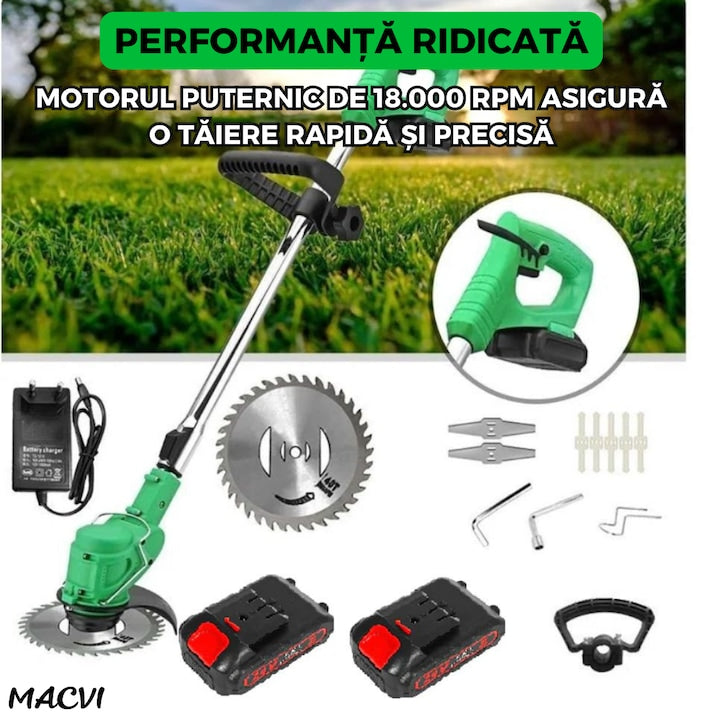 Motocoasa electrica, 2 acumulatori 48V, putere 4000 mAh, 18000 RPM