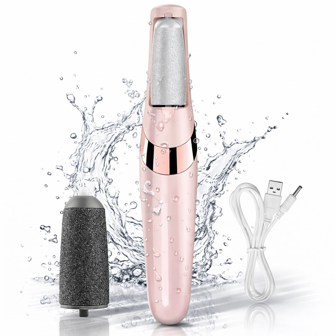 Pila electrica Macvi® pentru calcaie cu acumulator USB aparat indepartare piele ingrosata cu rola dura si rola fina pentru picioare catifelate