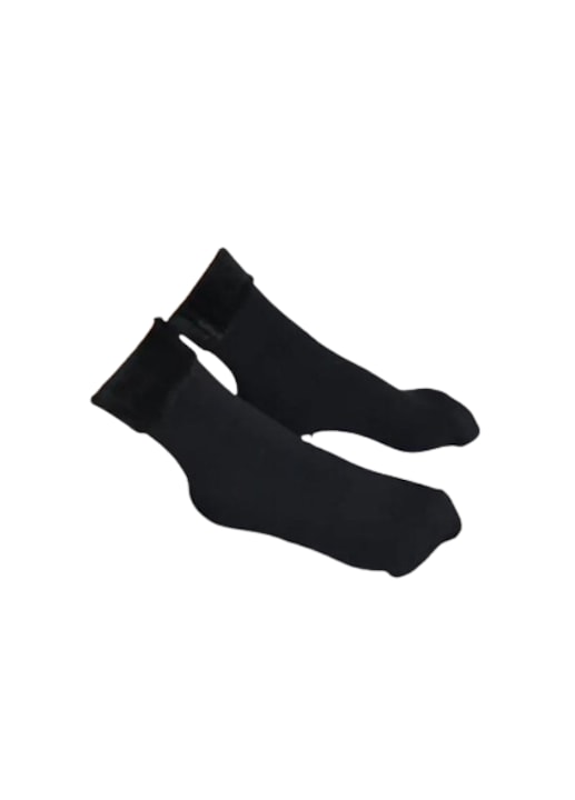 2+2 GRATIS: Sosete termice pufoase Macvi® calduroase, unisex, marime universala, negre, 80% poliester, 20% elastan