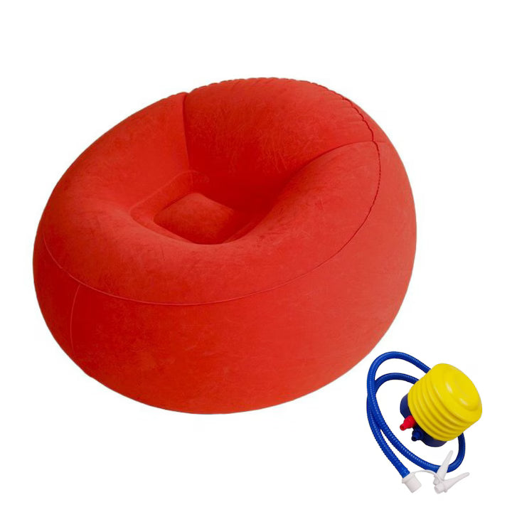 Fotoliu Gonflabil Macvi® Lazy Bag cu pompa inclusa, 110x110x85 cm, Confort Maxim, Portabila, pentru Interior si Exterior