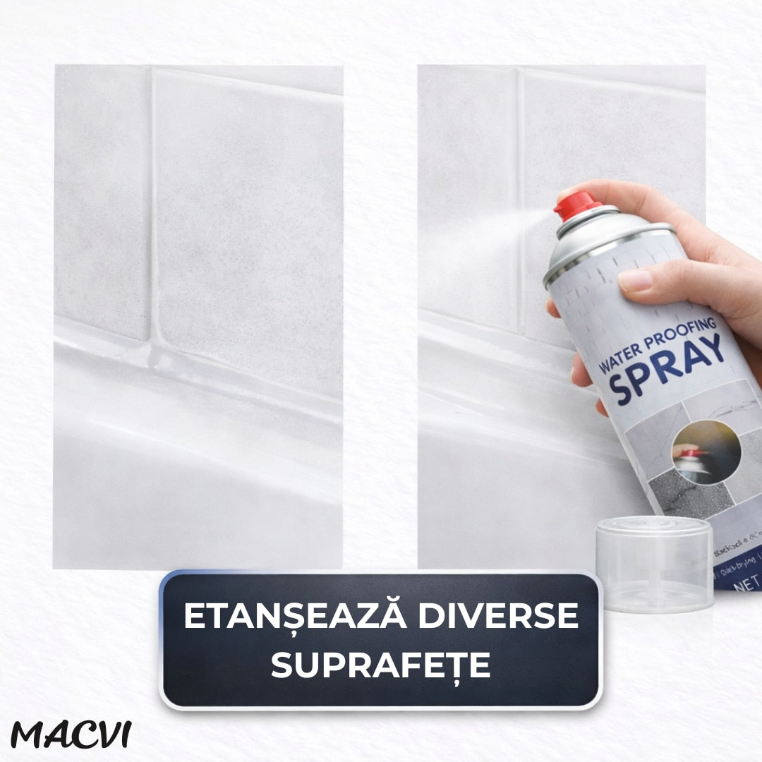 PROMO: 1+1 Spray Etansare Macvi® 450ml Hidroizolatie Rapida, Impermeabilizare Crapaturi, Protectie de Lunga Durata