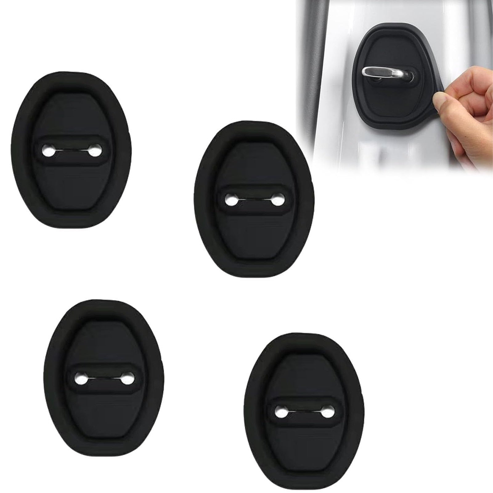 Set 4 protectii Macvi® pentru incuietori auto, capace din silicon pentru protectia si decorul usilor, negru