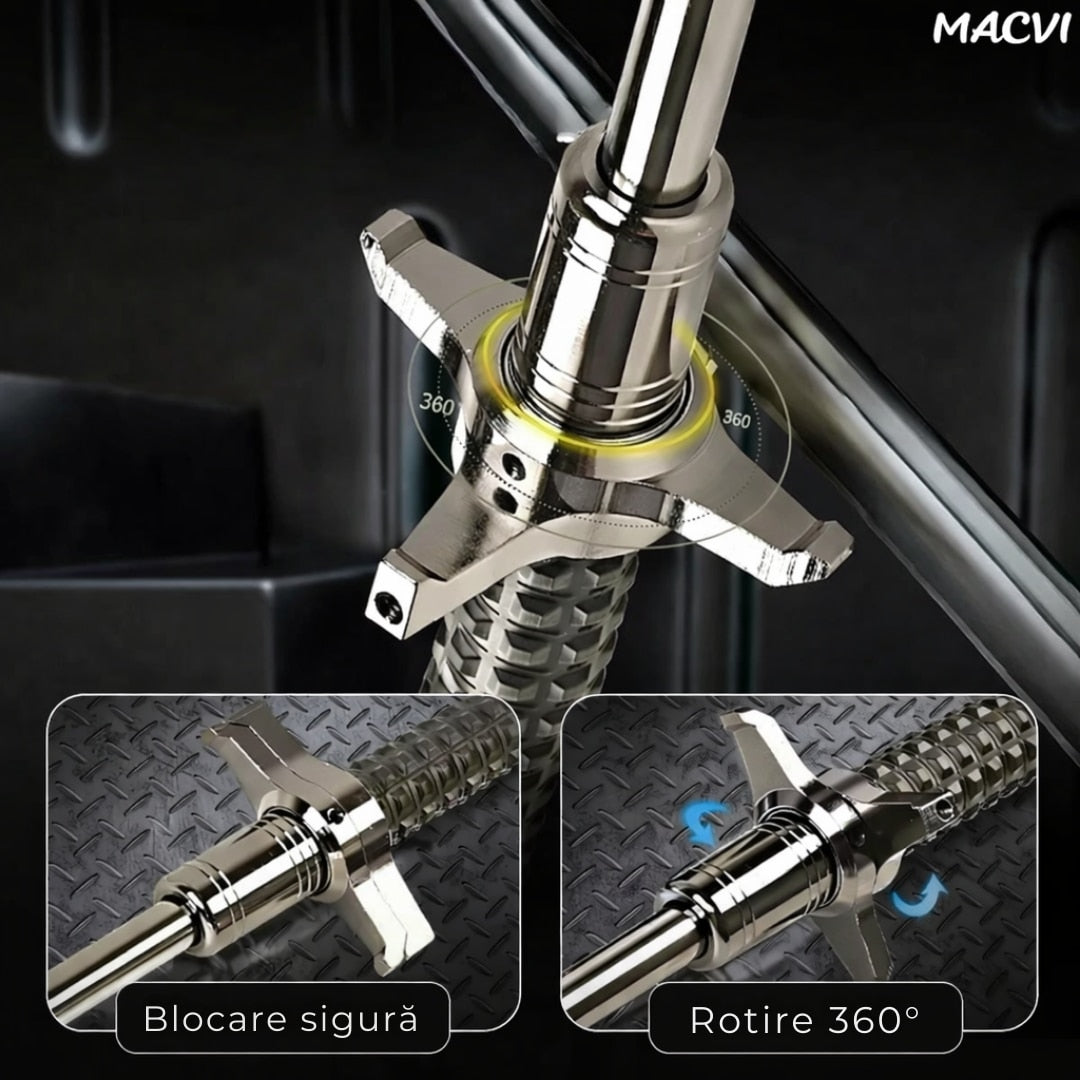 Bata telescopica Macvi® din otel inoxidabil cu maner antialunecare si mecanism extensibil design compact si rezistent