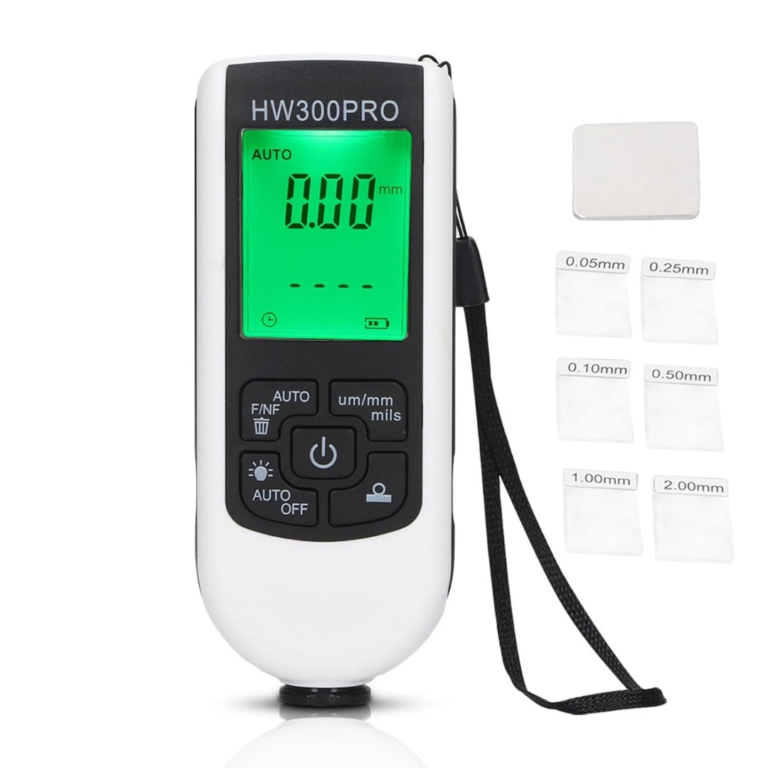 Tester profesional MACVI pentru masurarea grosimii vopselei auto, ABS, alb, sonda de inalta sensibilitate, afisaj digital