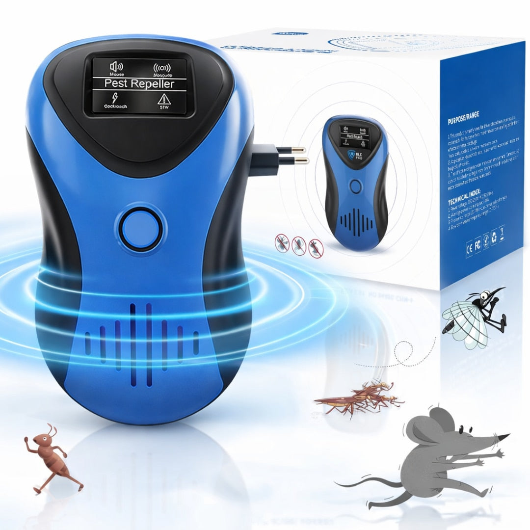 Dispozitiv Anti-Daunatori Macvi® cu Ultrasunete, Afisaj LED, 10-70kHz, 3W, Non-Toxic, Protectie Rozatoare, 100% Sigur pentru Animale