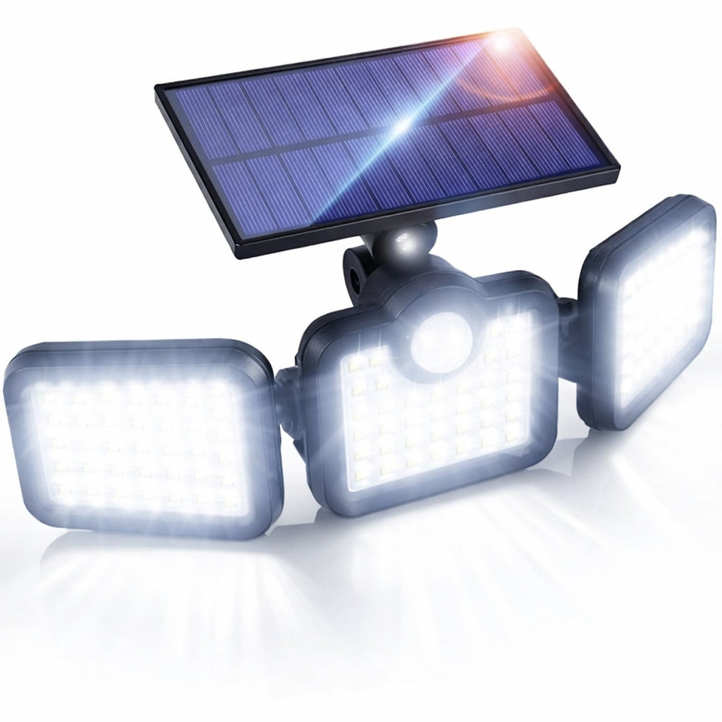 Lampa Solara Macvi® de Perete cu 74 LED-uri si Senzor Solar, 3000mAh, Rezistenta la Intemperii, IP65