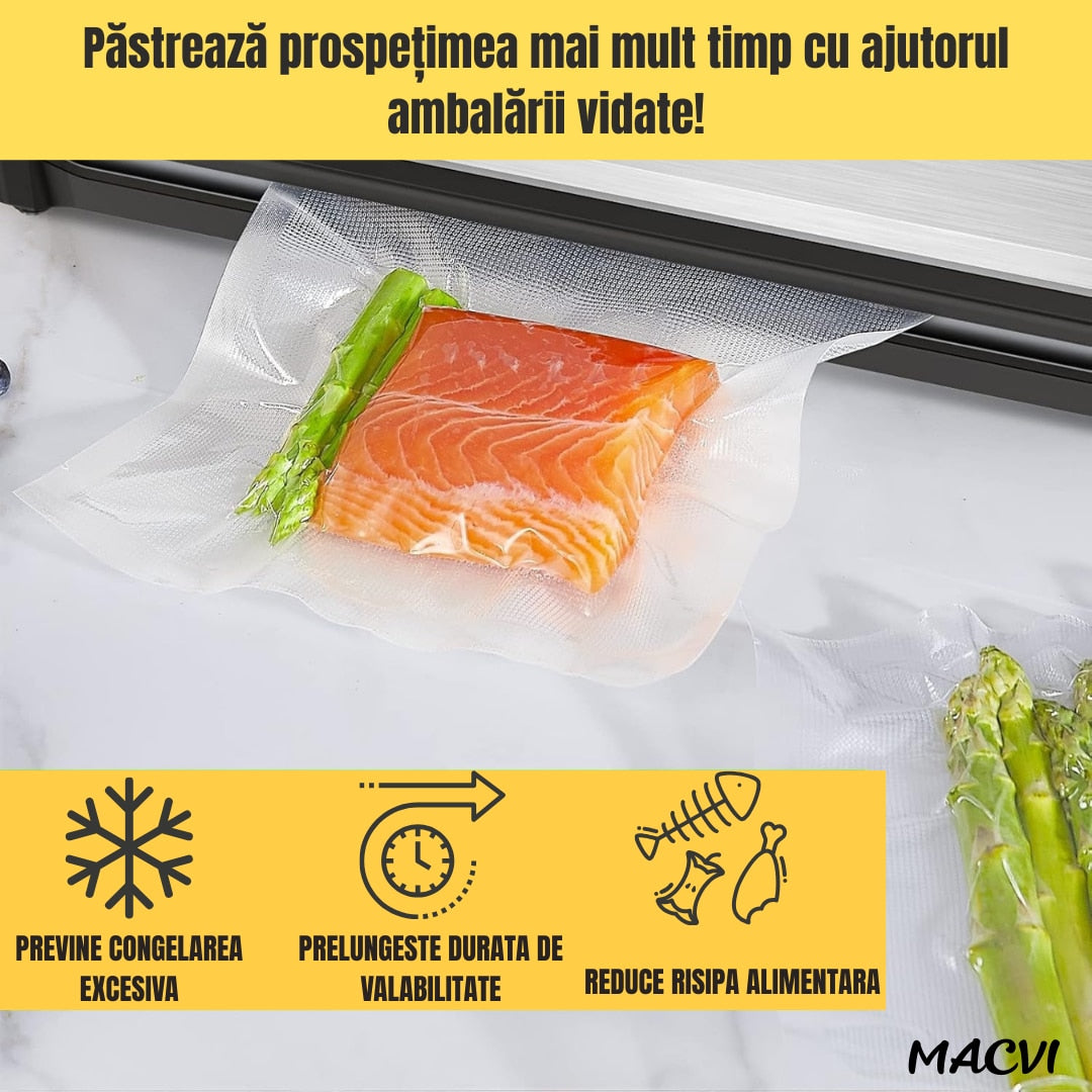 Set pungi vidat Macvi® 25.5x35.5 cm, 50 bucati, etansare puternica, sigure pentru congelator