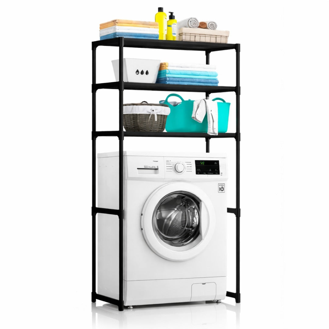 Raft modular Macvi® cu 3 polite pentru deasupra masinii de spalat, 65x25x155 cm, suport depozitare spatiu redus