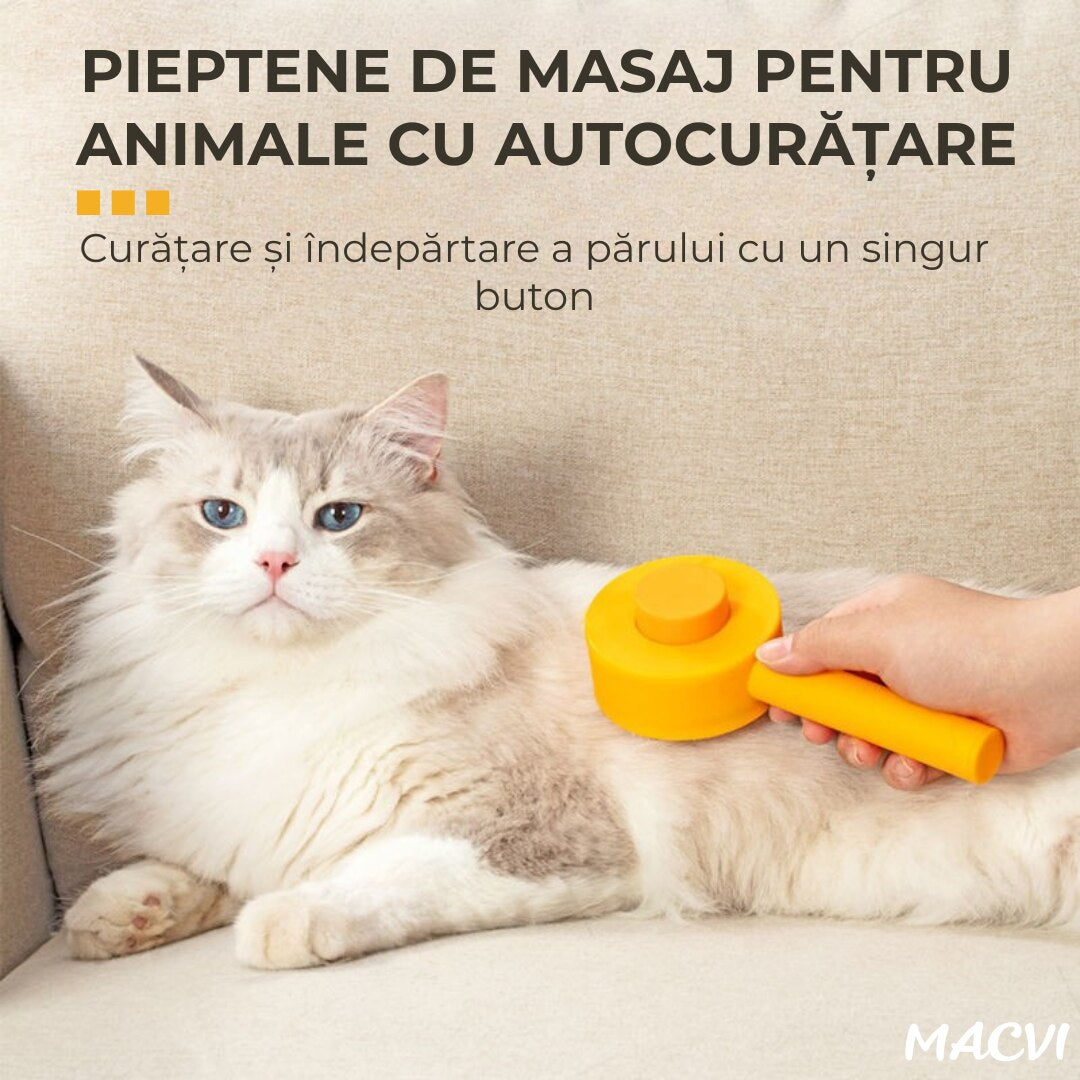 Perie pentru animale Macvi® Portocalie Ingrijire eficienta si confortabila pentru blana iubitorului tau de companie