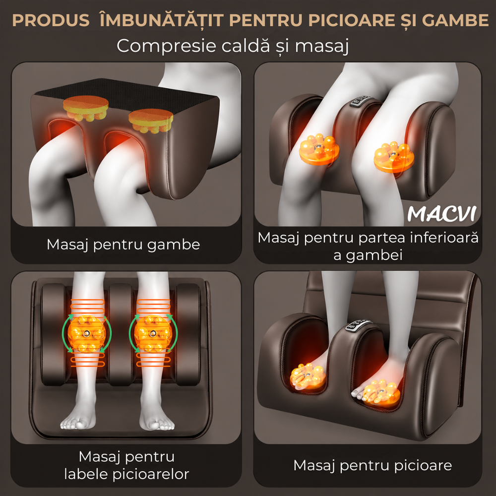 Saltea Multifunctionala de Masaj MACVI, Masaj Complet Shiatsu, 10 Motoare cu Vibratii, Incalzire, 5 Moduri de Masaj, Telecomanda, pentru Spate, Gat si Coloana, Piele Ecologica, Maro