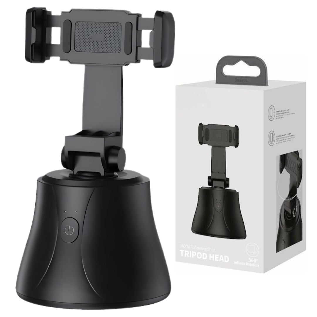 Suport telefon Macvi® portabil cu trepied, rotativ 360°, reglabil, ideal pentru fotografii, YouTube, TikTok, Negru