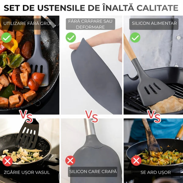 Set Ustensile Bucătărie Silicone Pro Plus