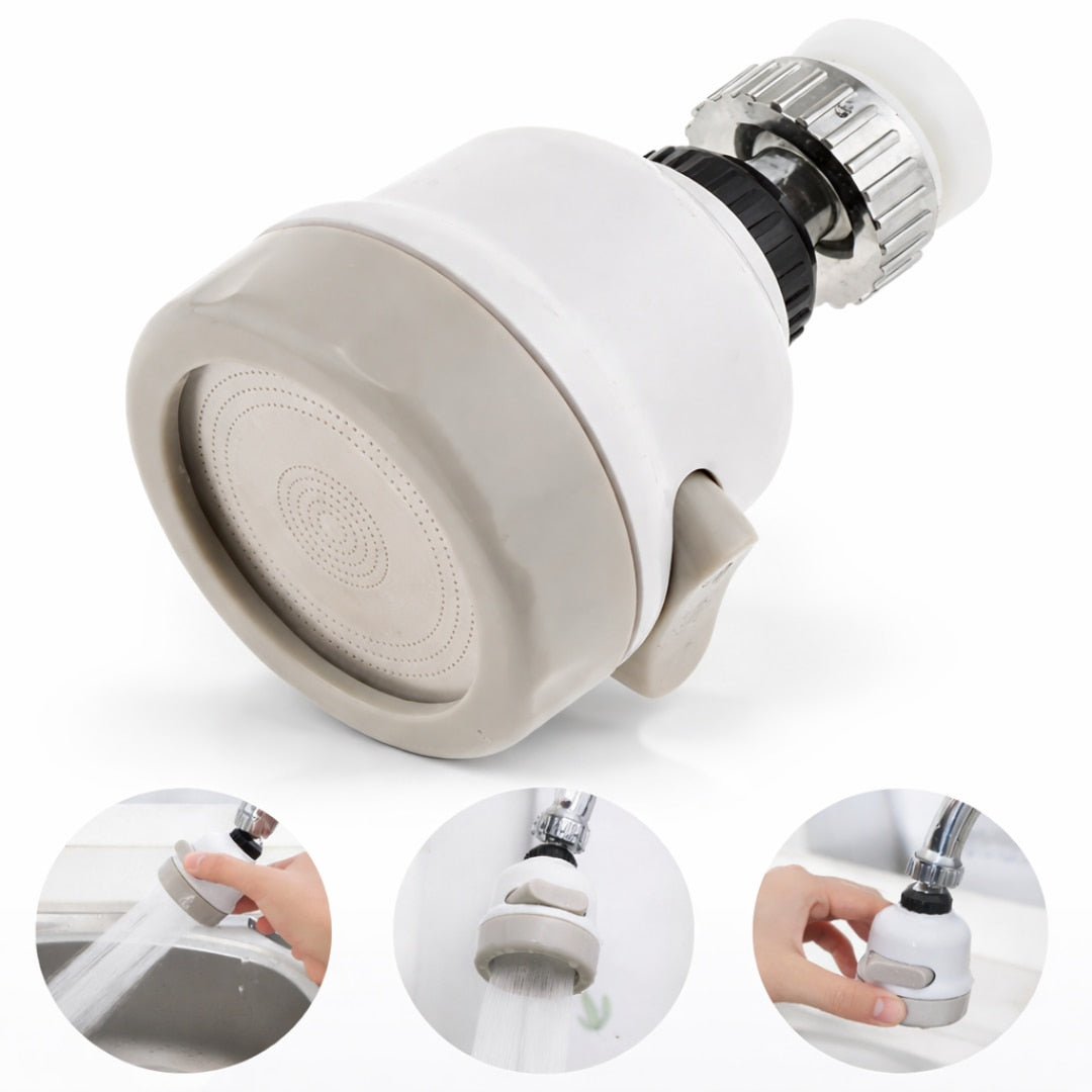 Cap de Robinet Universal Macvi®,  pentru Chiuveta, 3 Moduri de Jet, Rotire 360°, Alb/Bej, Usor de Montat