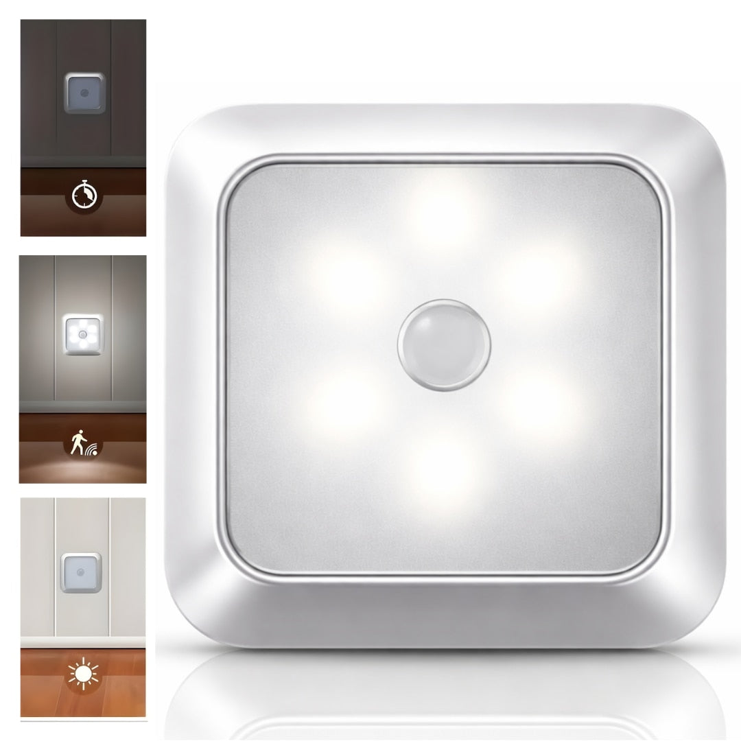 Lampa LED Macvi® cu senzor de miscare si alimentare pe baterii iluminare automata pentru holuri, scari, dulapuri si sertare, montaj rapid fara cabluri