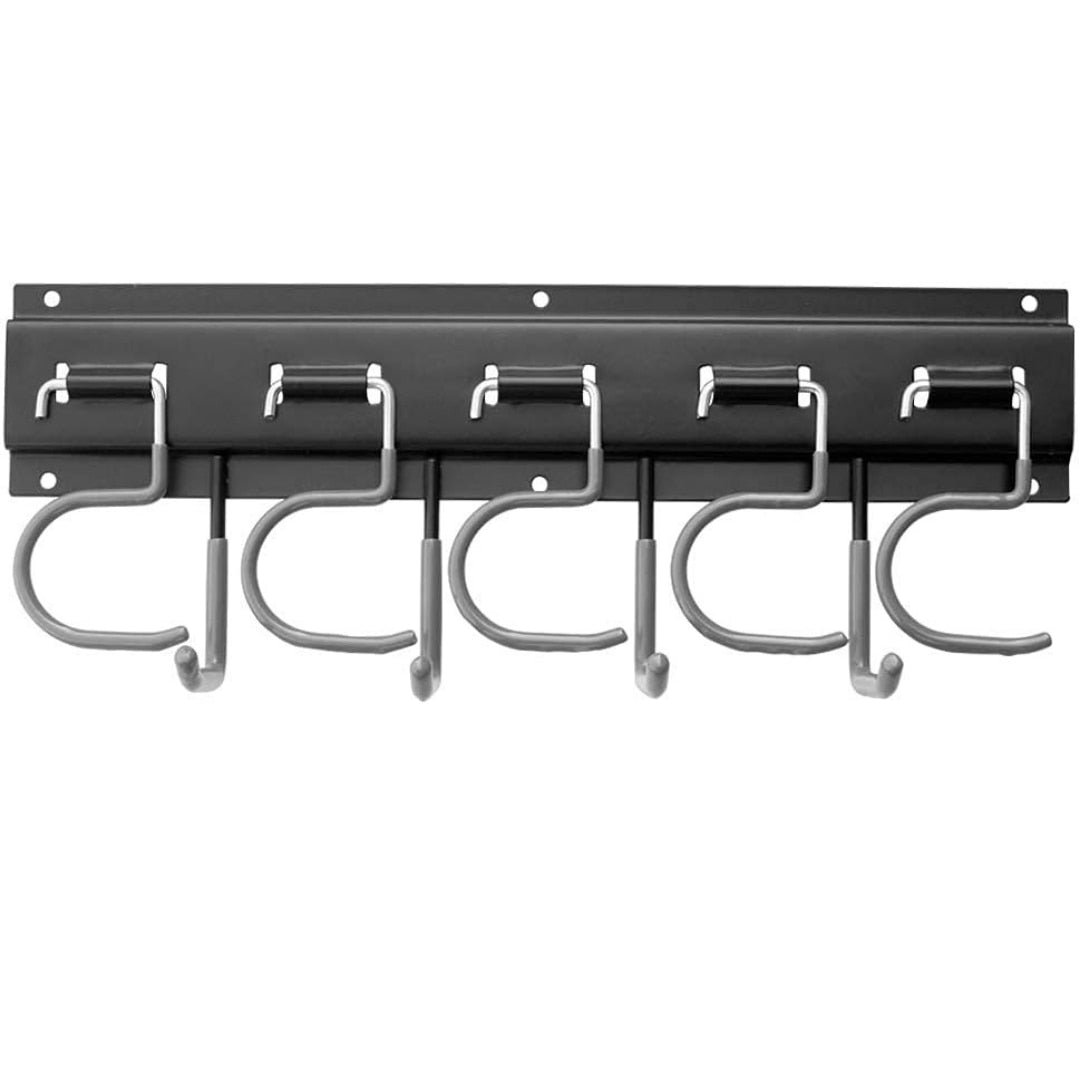 Cuier/Organizator scule Macvi®, suport unelte si obiecte diverse, montaj usor, materiale rezistente, carlige multiple tip S si drepte, ideal pentru baie, garaj si spalatorie, negru