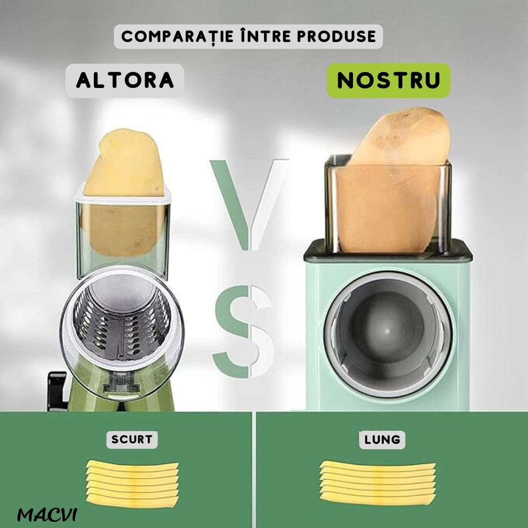 Razatoare Multifunctionala Macvi®, Plastic/Otel Inoxidabil, 28.5 x 13.5 x 9.2 cm, Verde Deschis