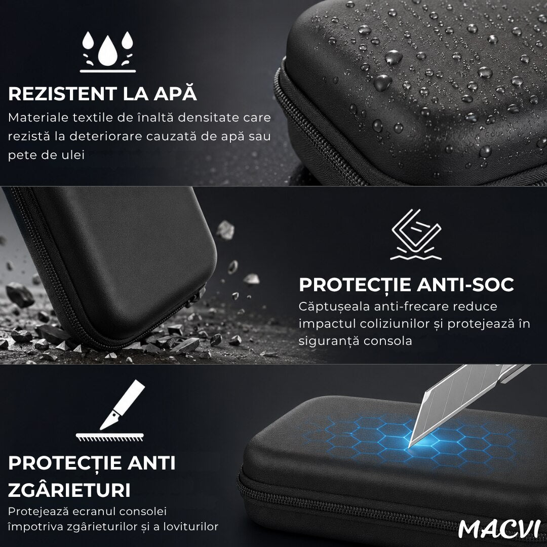 Husa de transport Macvi® pentru consola Nintendo Switch / Switch OLED, protectie completa, design compact, negru