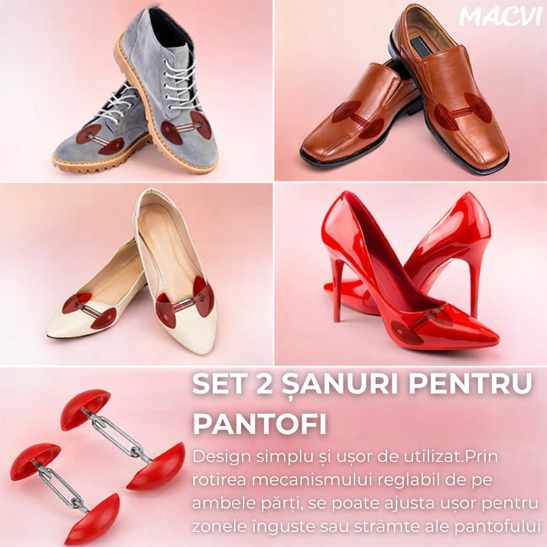 Set 2 Macvi® Dispozitive Largire Pantofi Reglabile Marimi 35-46 Plastic Metal Rosu