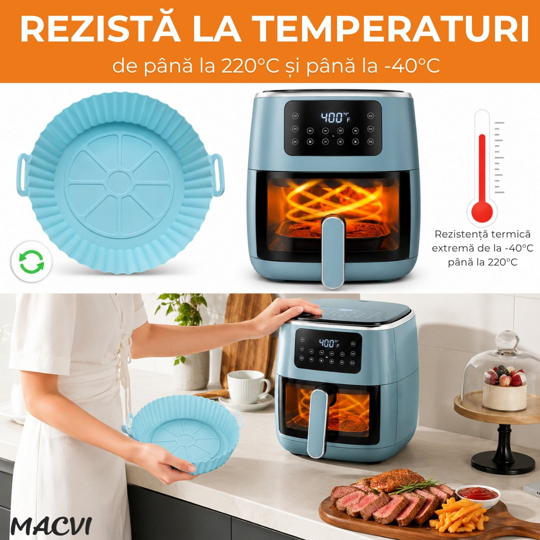 Tava pentru friteuza cu aer, Silicon Macvi® penmtru Air Fryer, cuptor, Reutilizabile, Multicolor16,4 x 6 x 20,5 cm