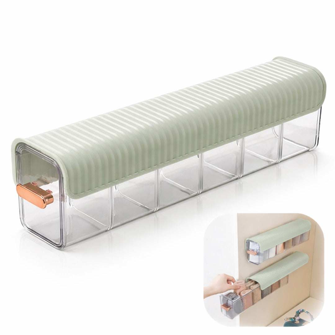Cutie de Depozitare Macvi® Montata pe Perete cu 6 separatoare, organizator Spatios si Stilat pentru lenejerie, Accesorii si produse de bucatarie, adeziv puternic
