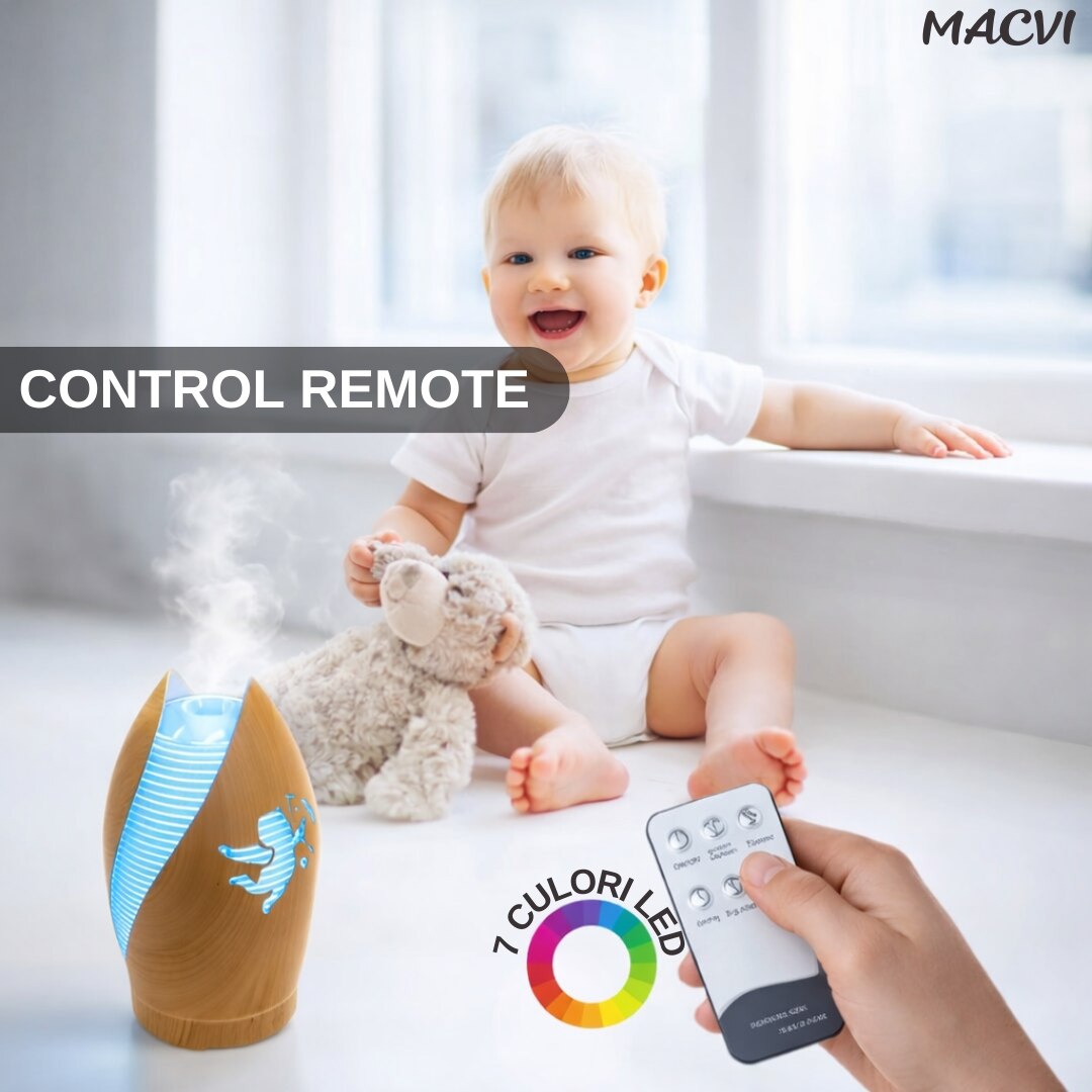 Aromatizator Difuzor Uleiuri Esentiale Cupidon 100 ml Macvi® pentru Aromaterapie,7 culori, 4h autonomie, zgomot