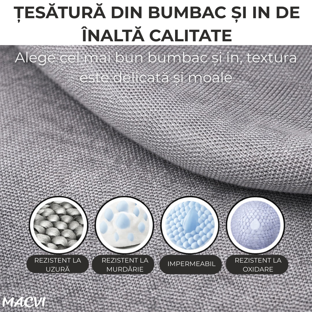 Cutie depozitare Macvi® 66L pliabila din material textil cu fermoar, fereastra transparenta si cadru metalic, organizator incapator pentru haine si articole casnice