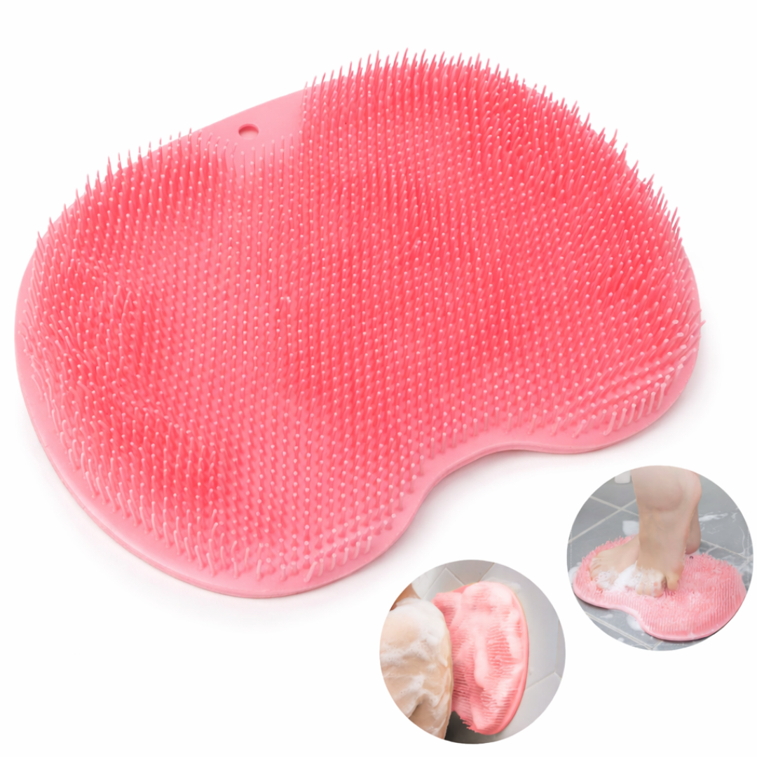 Covoras Masaj Picioare Macvi® pentru Dus sau Baie, Din Silicon Antiderapant, Roz, 30 x 25 cm