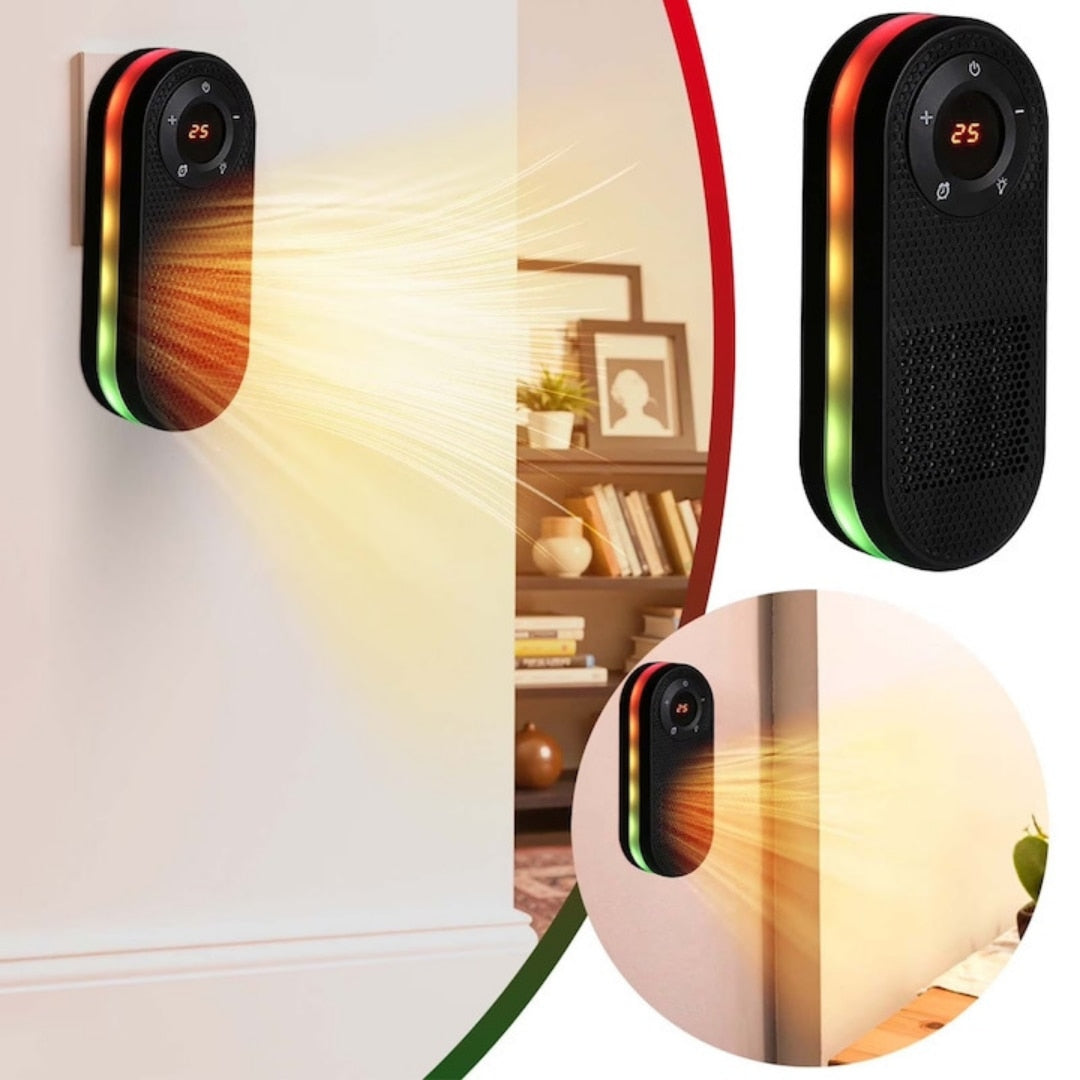 Incalzitor electric Macvi® Compact 500W, rotire 180°, afisaj LED, telecomanda, protectie supraincalzire, pentru spatii mici