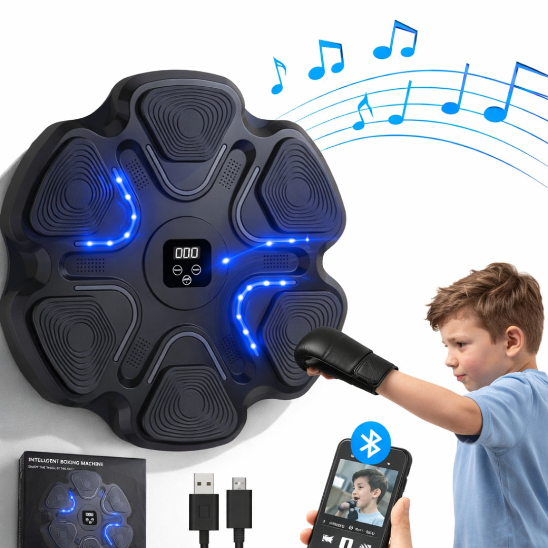 Tinta electronica de box SoSar® muzicala smart cu Bluetooth 10 moduri antrenament mod dublu boxe stereo contor lovituri baterie 1200 mAh din ABS si PP