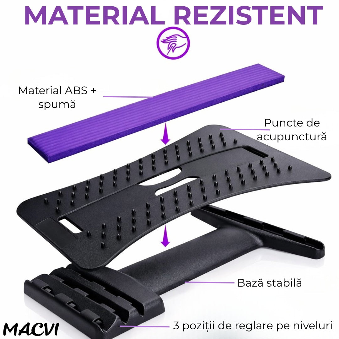 Dispozitiv 2 in 1 pentru Masaj si Stretching Macvi® ,Lombari, 3 Trepte de Ajustare