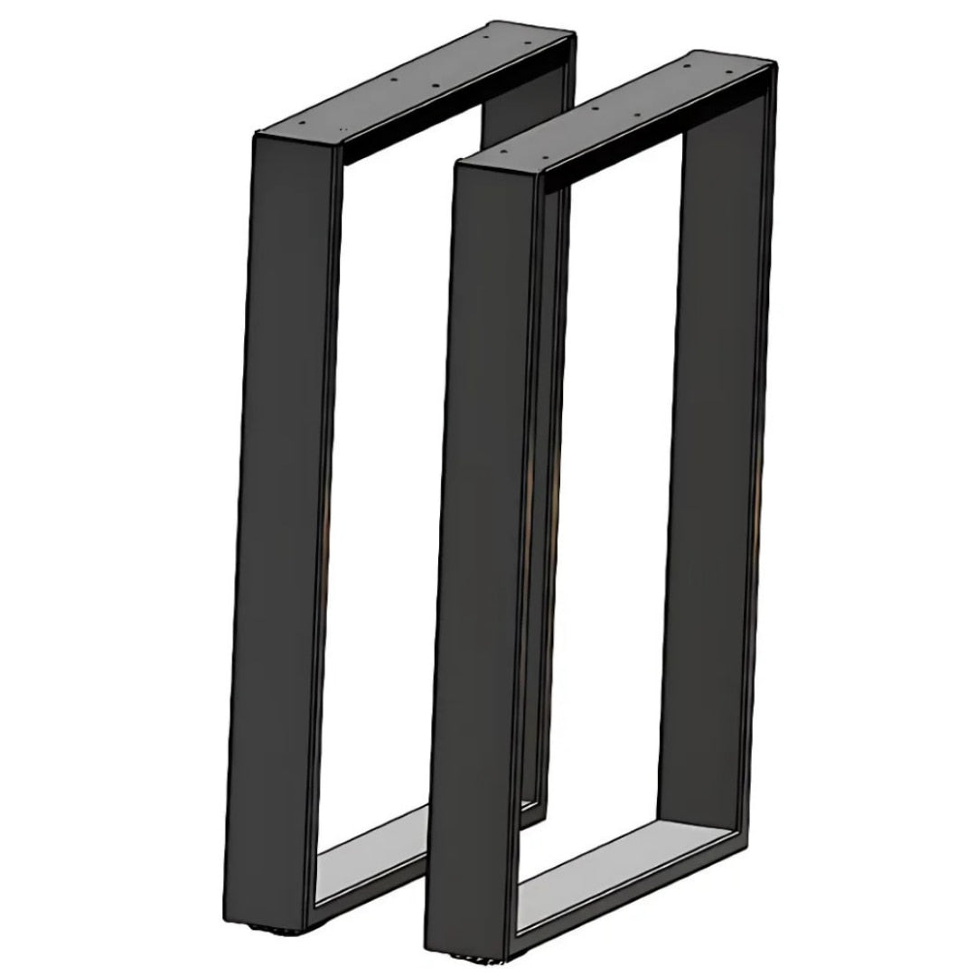 Set 2 Picioare Masa Macvi®, Profil Lat 80 mm, Metal Negru Mat, Vopsire in Camp Electrostatic, Dimensiuni 72x60x8 cm, Design Industrial Modern