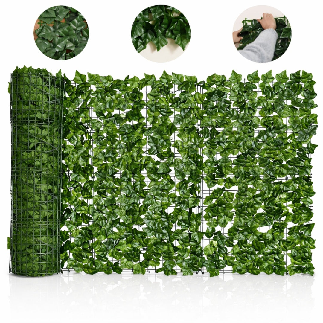 Gard Artificial Macvi® cu Frunze Verzi Tip Iedera Solutia Eleganta pentru Confidentialitate si Decor in Aer Liber, dimensiuni 300/100