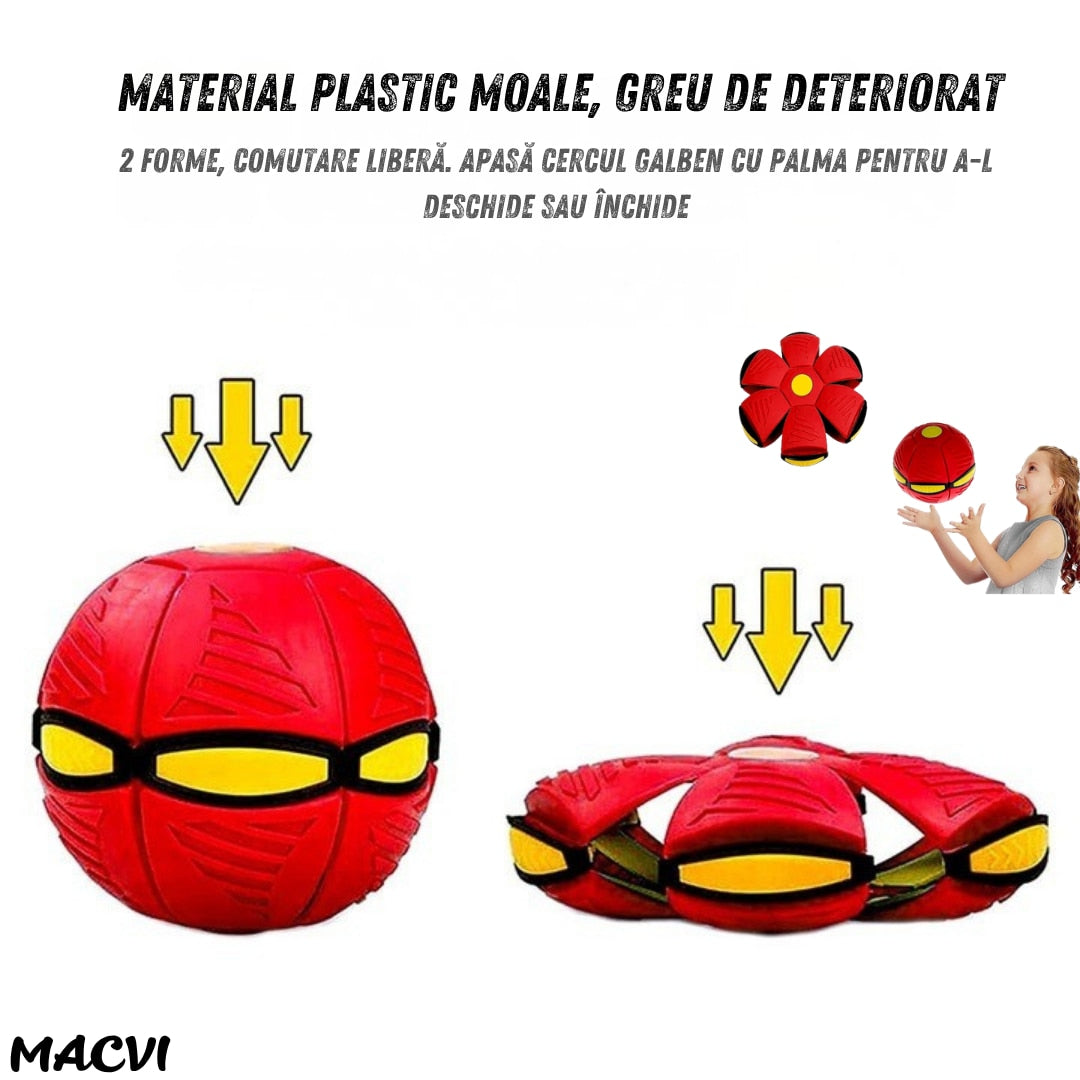 Minge Interactiva Blast Ball Macvi® in Forma de Disc, cu Lumini, Rosie